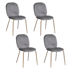 Pack de 4 Sillas de Comedor de Terciopelo Gris