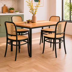 Pack 4 Sillas de Comedor y Terraza Plástica Cairo Negra/Beige Grande