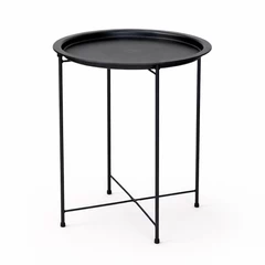 Mesa Lateral metálica redonda 51x47x47 cm Negro