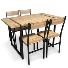 Comedor Mesa 75x70x120 4 Sillas Metal-Madera