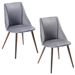 Pack 2 Silla de Comedor Sitial Terciopelo Gris