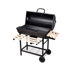 Parrilla A Carbón Con Tapa Y Ruedas Deluxe Negro