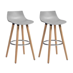 Pack 2 Pisos Bar Patas de Madera y Reposapiés Gris