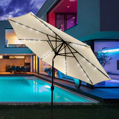 Sombrilla Quitasol con Iluminación Solar Beige