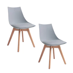 Pack 2 Silla de Comedor con Patas de Madera Gris