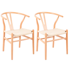 Pack 2 Sillas Comedor  Wishbone Madera Natural