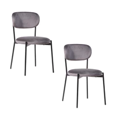 Pack de 2 Sillas Acolchadas con Tapiz de Tela Gris