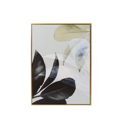 Cuadro de Hojas de Gomero 50x70 cm Blanco