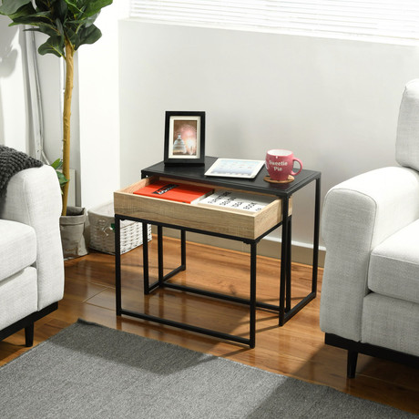 Mesa Lateral Cubix Acero Café