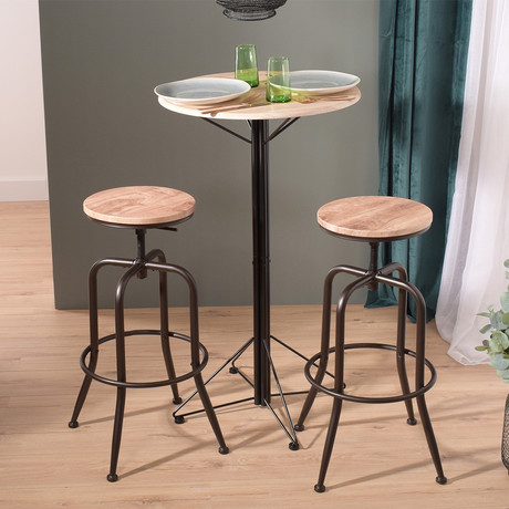 Pack 2 Pisos Bar Taburete Altura Ajustable Café