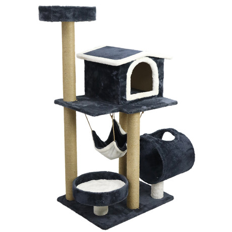 Gimnasio Rascador Gatos con hamaca 126cm Gris Oscuro