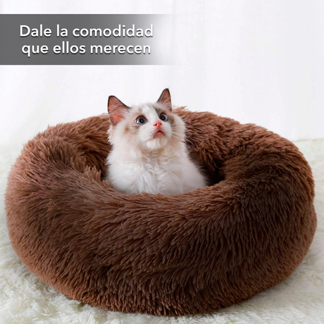 Cama Mascotas Antiestres Circular Felpa S Café