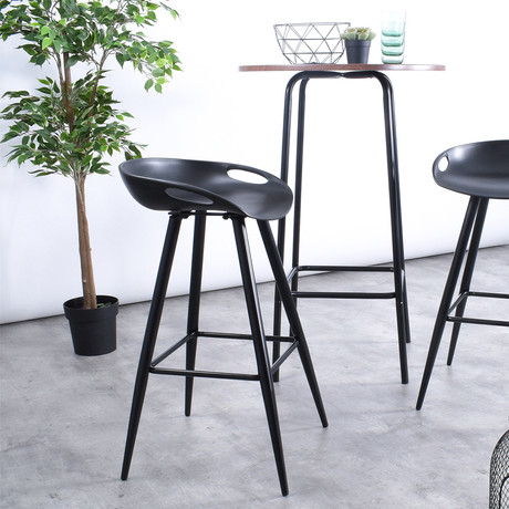 Pack 2 Piso Taburete Bar Reposapiés Wave Negro
