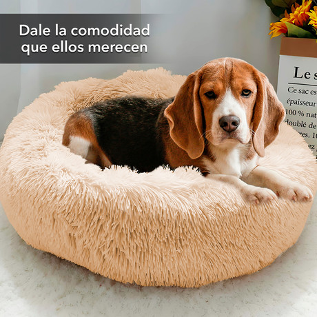 Cama Mascotas Antiestres Circular Felpa L Damasco