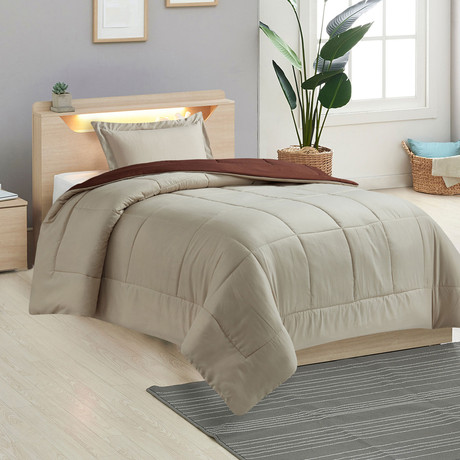 Plumón Reversible Marnie 1.5 Plazas Café