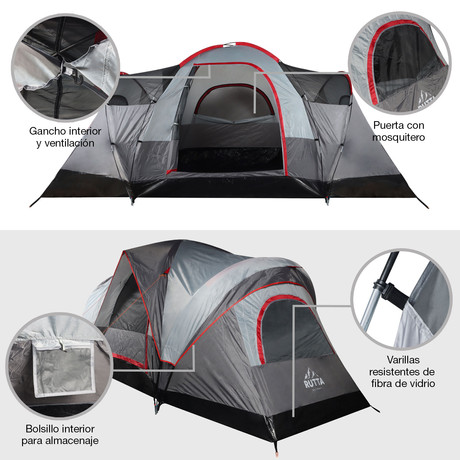 Carpa 6 Personas Camping Outdoor Gris
