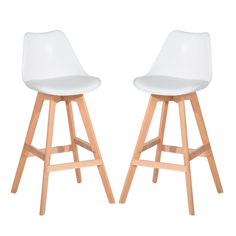 Pack 2 Piso Bar  Con Patas De Madera Ii Blanco