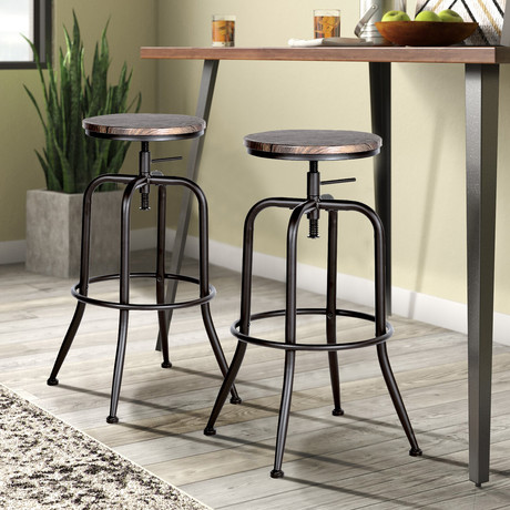 Pack 2 Piso de Bar Taburete Altura Ajustable Café Oscuro