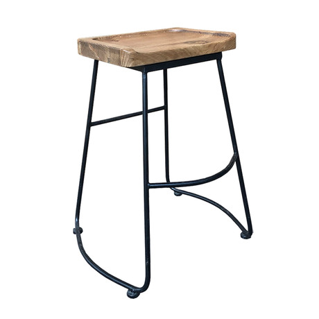 Piso Taburete de Madera Base Metal Roble