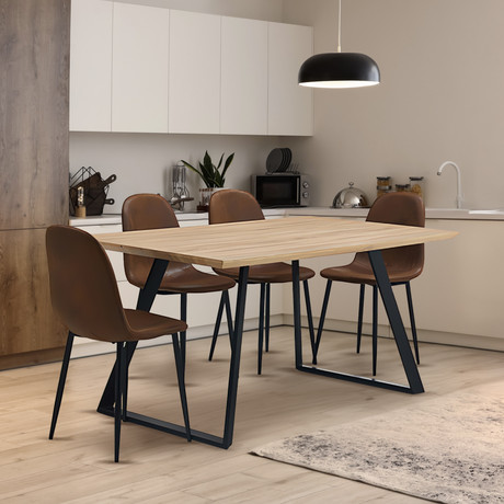 Comedor Soho Mesa 75x80x150 4 Sillas Pu Café