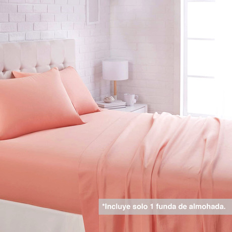 Juego de Sábanas Microfibra Monaco 1.5 Plazas Rosado