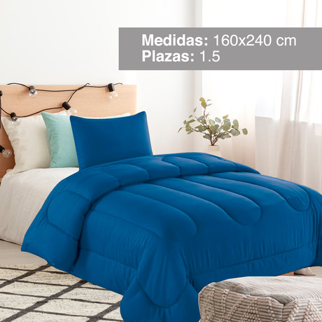 Plumón Liso Colors 1.5 Plazas Azul