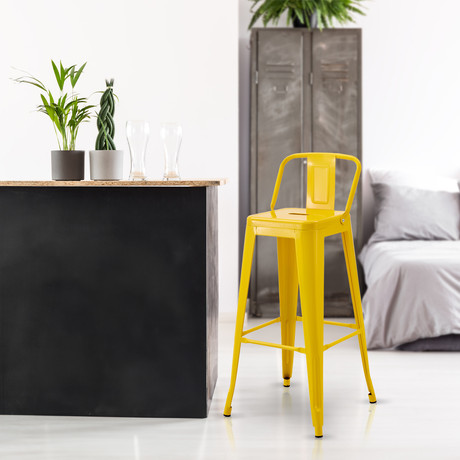 Pack De 4 Silla Alta Metal Amarillo