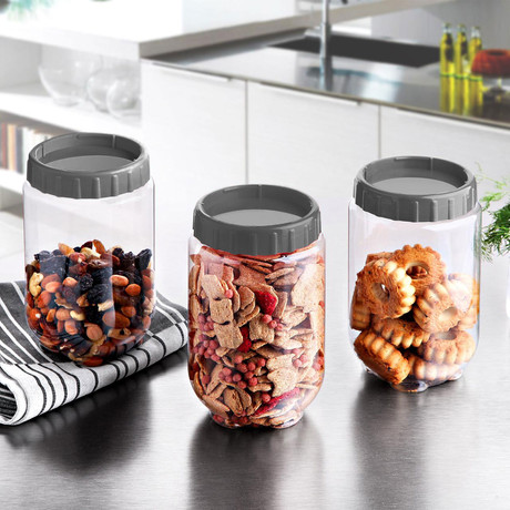 Frasco Canister Alimentos 1 Lt Gris