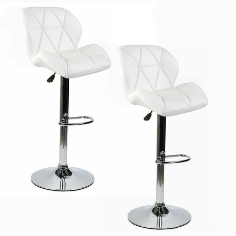Pack 2 Silla Alta Bar Acolchada con Respaldo Blanco