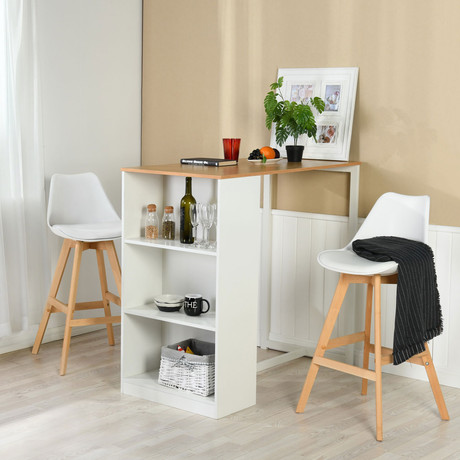 Pack 2 Pisos Bar con Patas de Madera Blanco