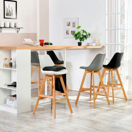 Pack 2 Piso Bar  Con Patas De Madera Ii Blanco