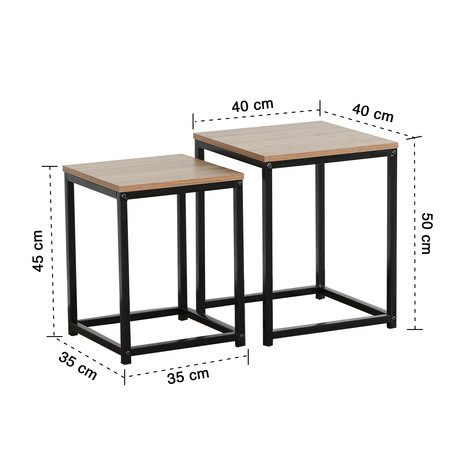 Set Mesas Laterales Auxiliares Industrial Café