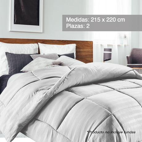 Plumón Liso 2 Plazas Gris