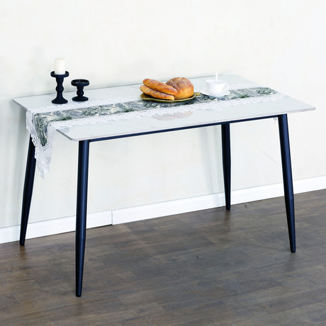 Mesa Comedor Estilo Marmol Blanco 73x121x72 cm