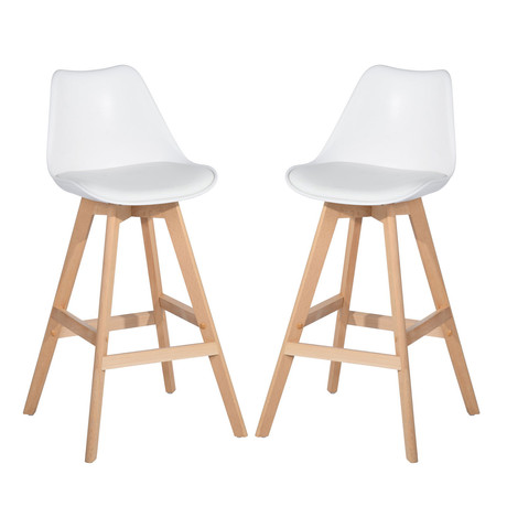Pack 2 Pisos Bar con Patas de Madera Blanco