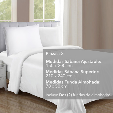 Juego de Sábanas de Microfibra 2 Plazas Blanco