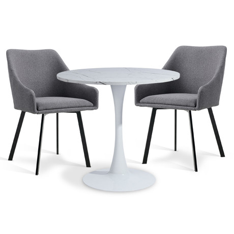 Comedor 2P Marmol 80X75 + Sillas Pereira Gris