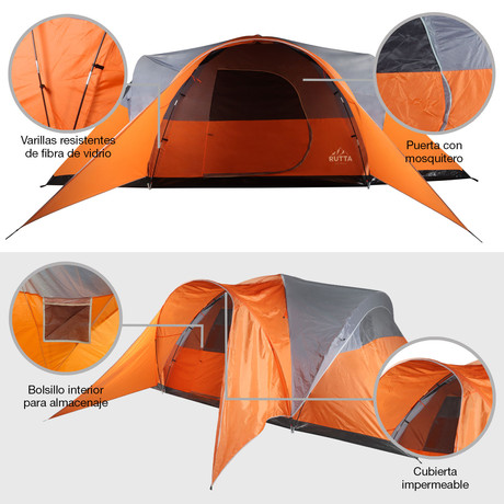 Carpa 10 Personas Camping Outdoor Naranjo