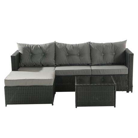 Seccional Intercambiable 3 Cuerpos Terraza Sofa + Mesa gris