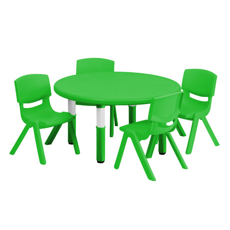 Pack Mesa Redonda Infantil con 4 Sillas Verde