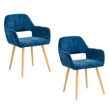 Pack 2 Silla Comedor Cromwell Terciopelo Azul