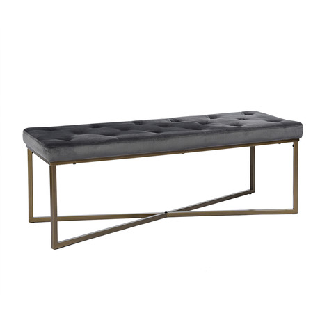 Banqueta Ottoman Pouf de Terciopelo Adana Gris