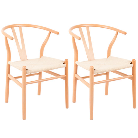 Pack 2 Sillas Comedor Novahus Wishbone Natural Beige