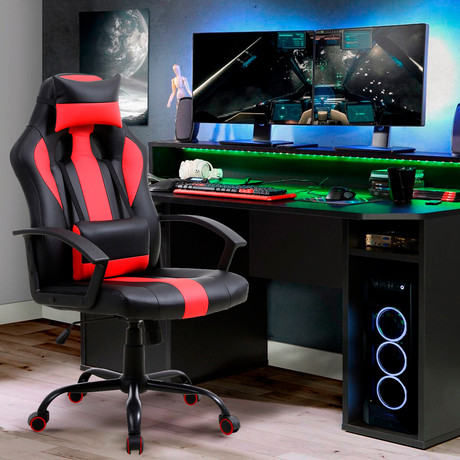 Silla Gamer Reclinable y Altura Ajustable Rojo