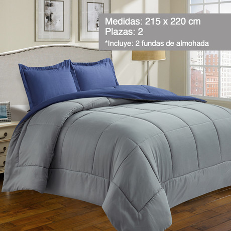 Plumón Reversible Marnie 2 Plazas Azul