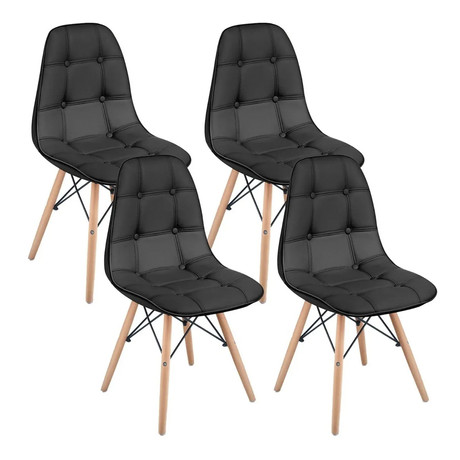 Pack 4 Sillas Eames Acolchada PU Negro