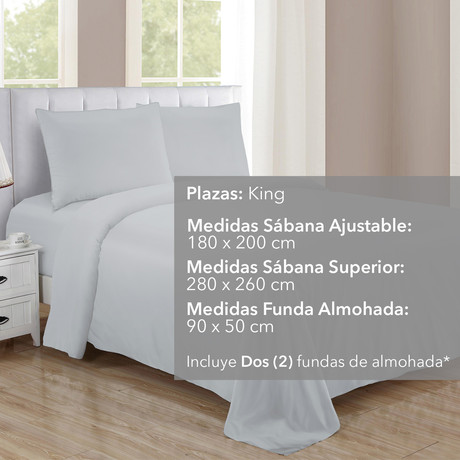 Juego de Sábanas de Microfibra King Size Gris