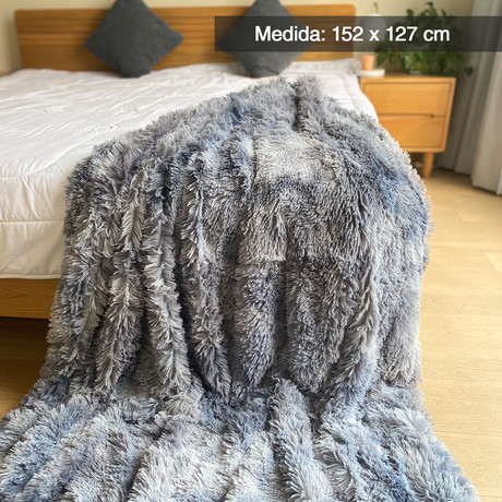 Manta Frazada Sherpa Tye Die Gris