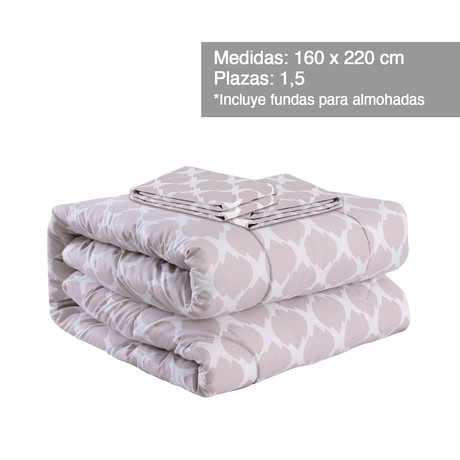 Plumón Estampado 1,5 Plazas 220x160 cm Gris