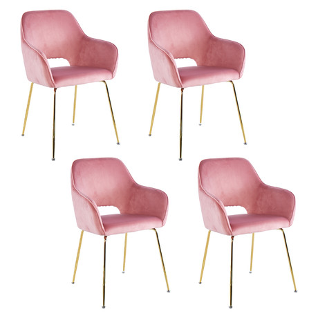 Pack 4 Sillas Comedor Terciopelo Florencia Rosado